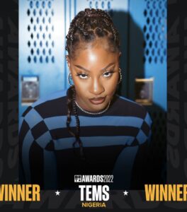 BET awards 2022 winner, Tems