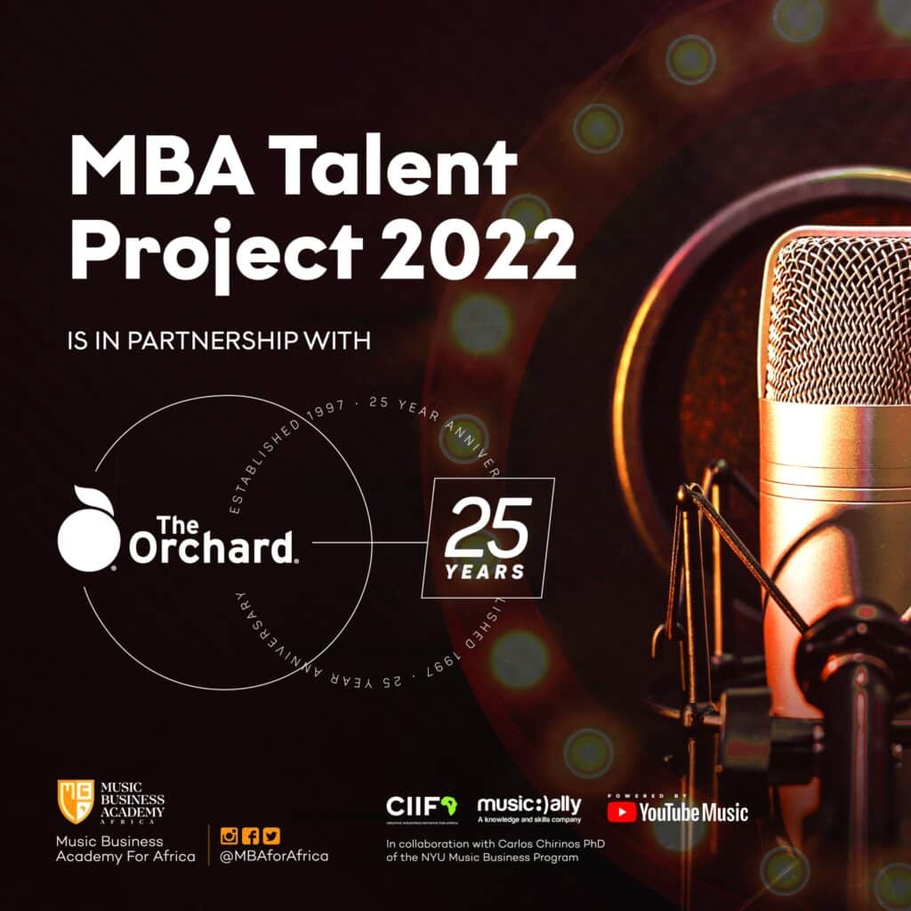 a flyer showing the MBA and the Orchard 2022 project talent