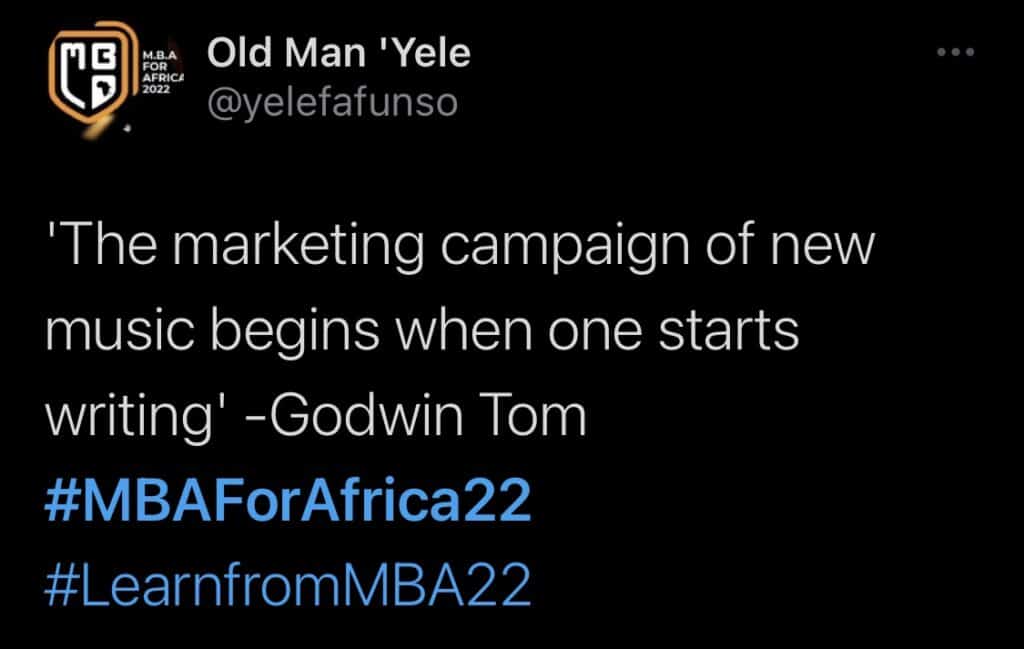 MBA for Africa 2022 tweet