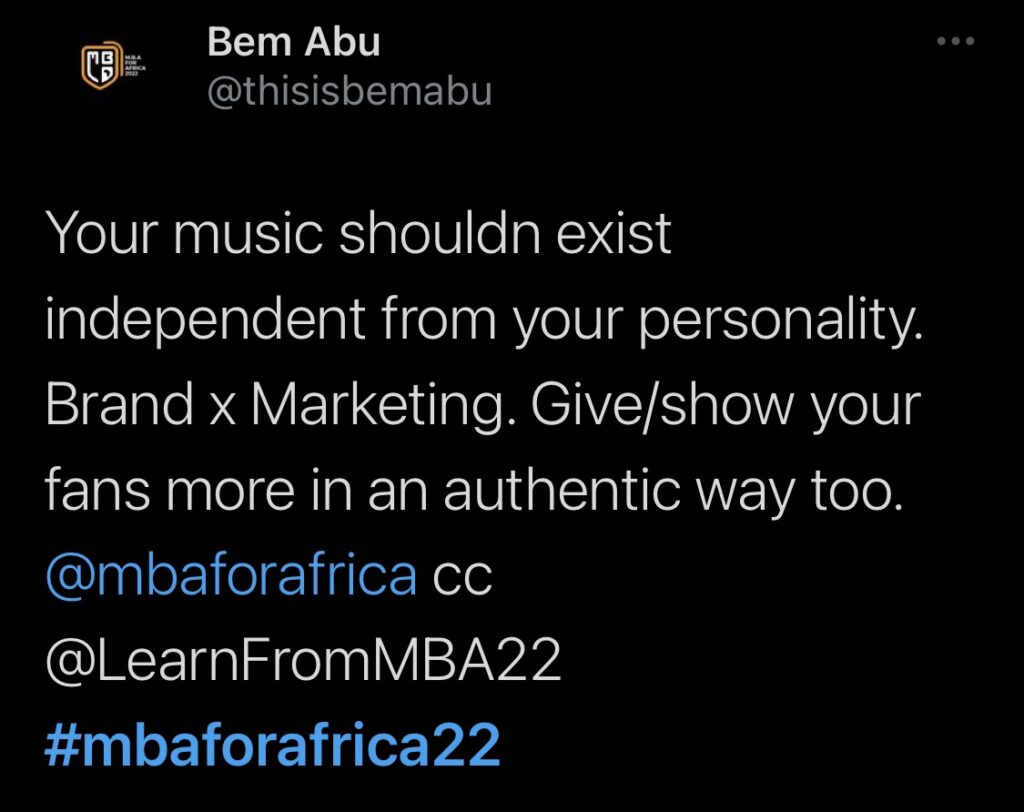 Learn from MBA tweet