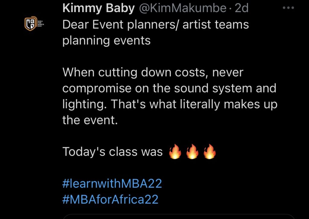 Learn from MBA tweet