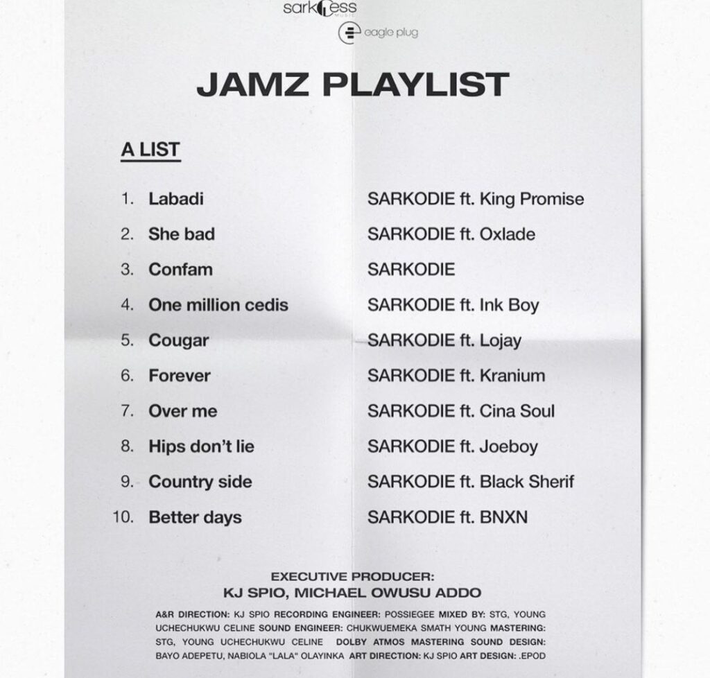 JAMZ by Sarkodie tracklist
