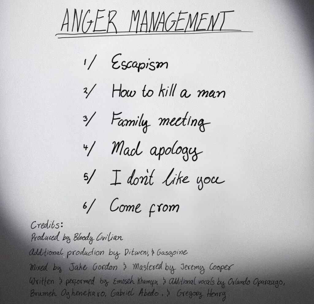 Anger management by bloody civilian tracklist