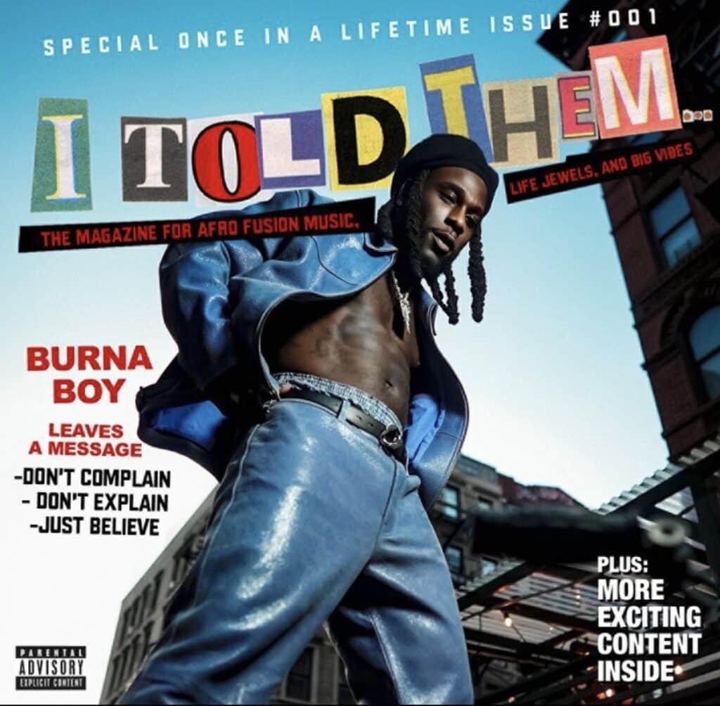 Burna Boy’s I Told Them Album Cover Art